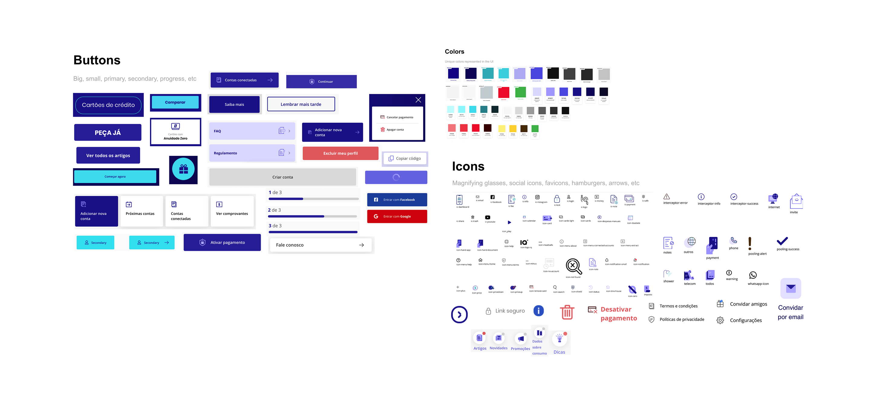 Interface inventory — buttons, icons and colors